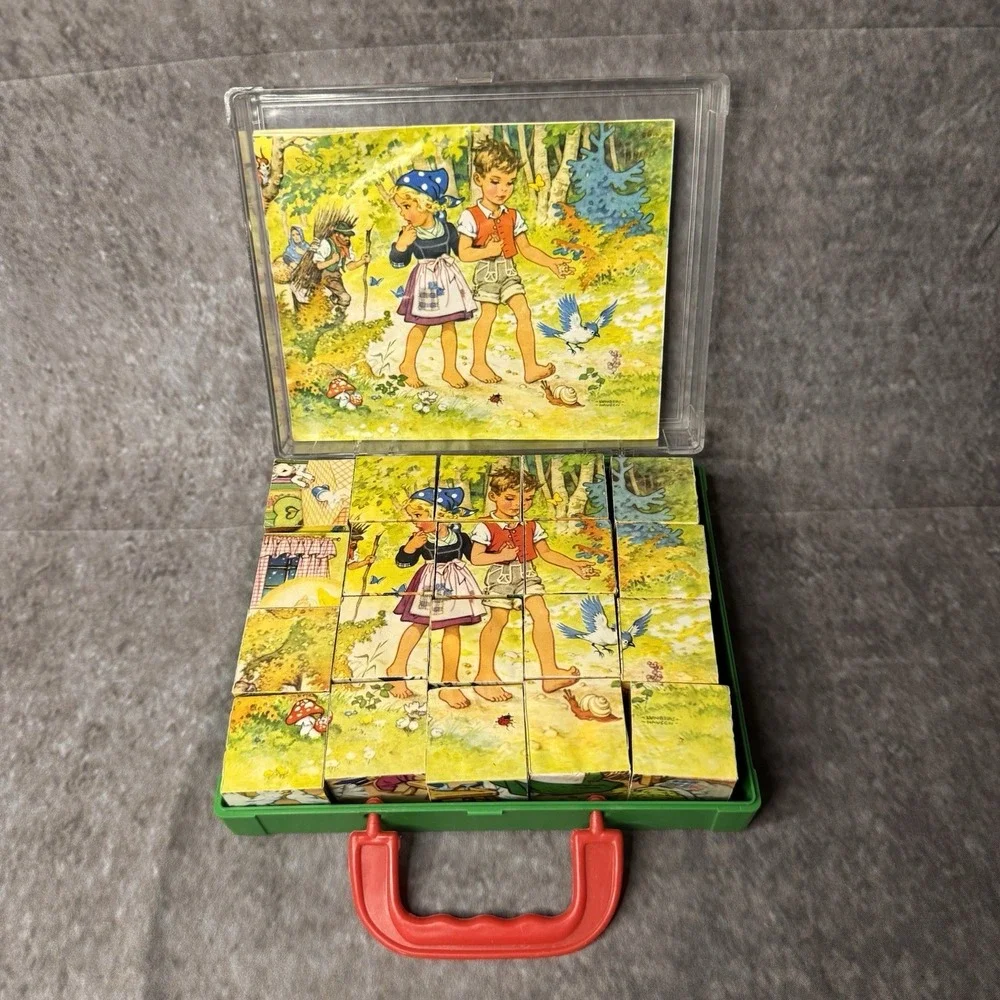 Vtg Hermann Eichorn Fairy Tale Wooden Block Puzzle Federal Republic of Germany